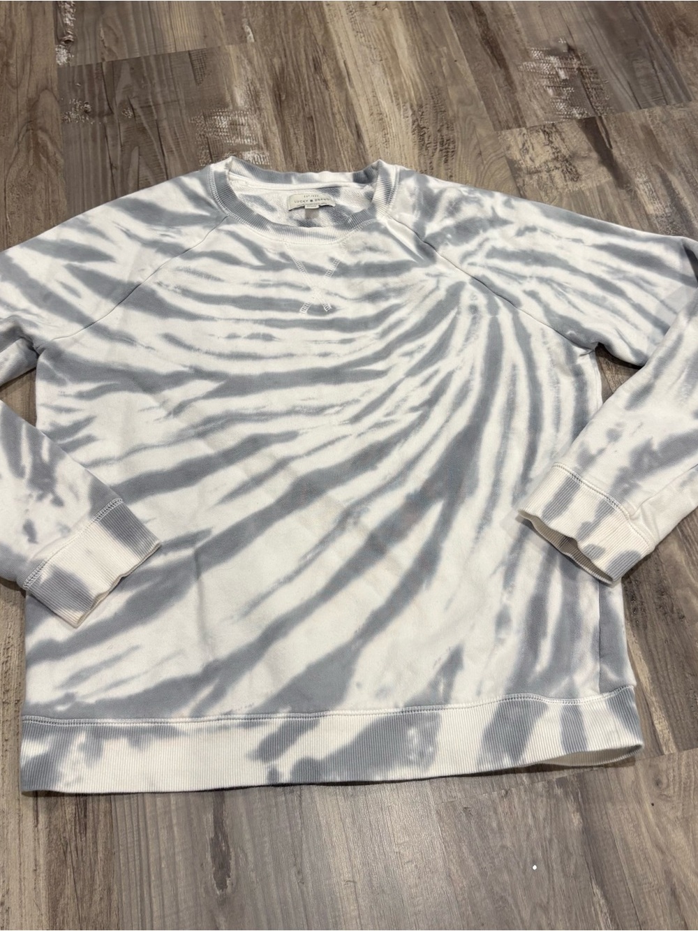 Lucky Brand Gray & White Tie-Dye Women's Crewneck Sweatshirt SZ S